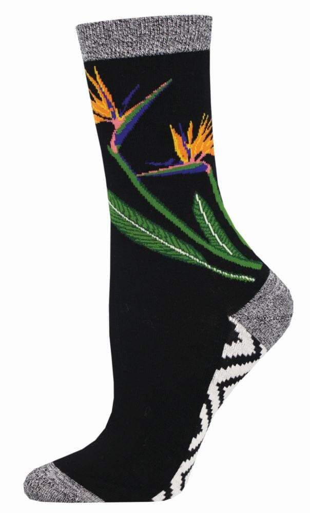 Women's Bamboo Socks Accessories Bobangles Birds of Paradise (Black) 