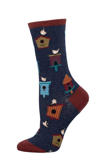 Women's Graphic Socks - Birdhouses Accessories Bobangles Blue 