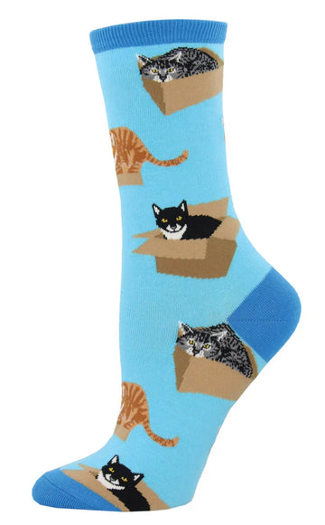 Women's Graphic Socks - Cat in A Box Accessories Bobangles 