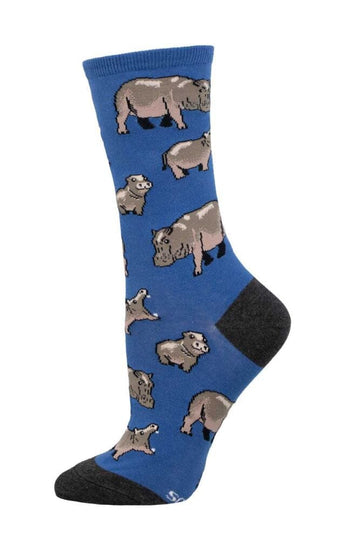 Women's Graphic Socks - Herd of Hippos Accessories Bobangles Blue 