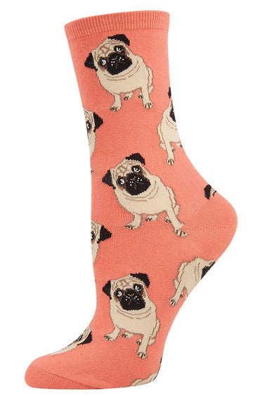 Women's Graphic Socks - Pugs Peach Accessories Bobangles 