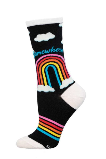 Women's Graphic Socks - Somewhere Over the Rainbow Accessories Bobangles Black 