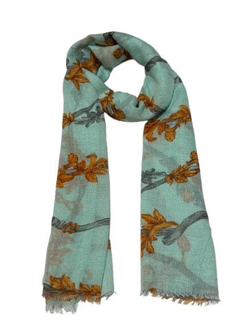 Yellow Lily on Blue Scarf Scarf Teddy Sinclair 