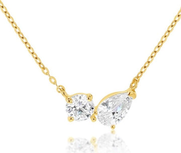 You & Me 9kt Gold Necklace Gold jewellery GOLDEN MILE 9kt Gold CZ 