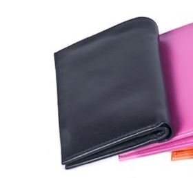 Zippee Leather Card Wallet Wallet Oran Black 