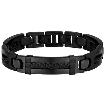 12mm Stainless Steel Wire Rope Bracelet Men's Jewellery TJD Silver Black 