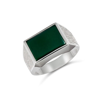 Apollo Rectangle Green Chrysoprase Stone Ring Men's Jewellery Paterson Fine Jewellery 