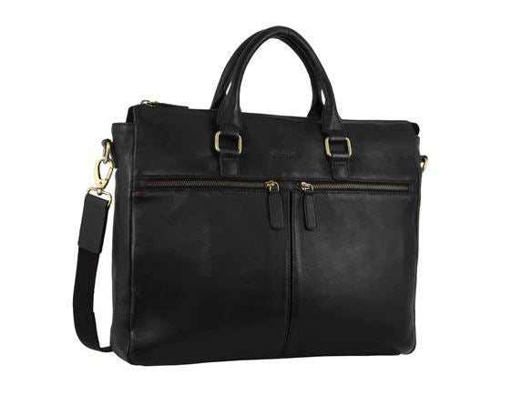 Argo Leather Computer Briefcase Travel Bag Milleni Black 