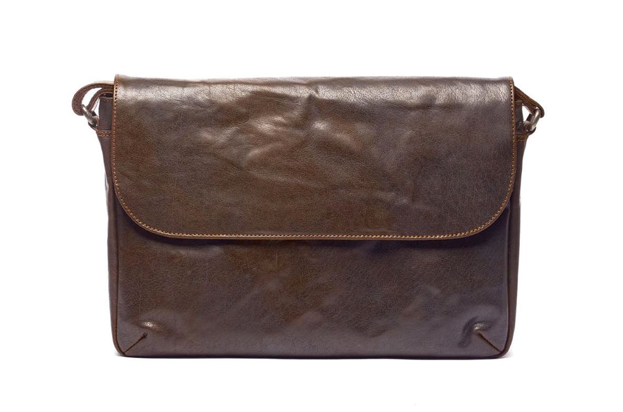 Asher Leather Satchel Bag Oran Brown 