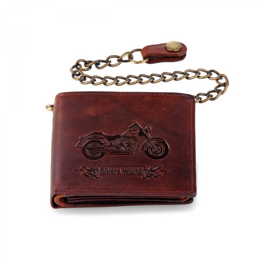 Bikey Leather Wallet including Chain Wallet Oran Brown 