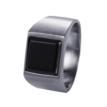 Black Agate S/Steel Signet Ring Men's Jewellery Cudworth 