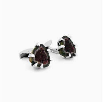 Black Geode Cufflinks in Sterling Silver by Tateossian Men's Jewellery Cudworth 