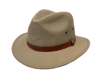 Blocked Canvas Hat w/ Faux Leather Band Hat Avenel 