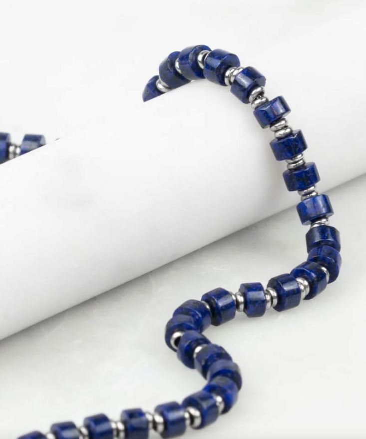 Brontide Beaded Bracelet 4mm - Lapiz Lazuli | Silver Men's Jewellery Antell 