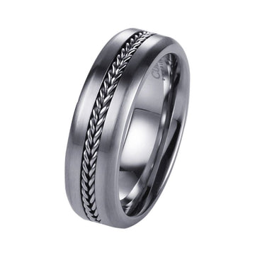 Brushed Silver Stainless Steel Wire Ring Men's Jewellery Cudworth 