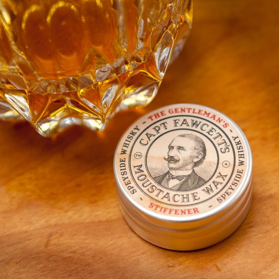 Capt Fawcett's Moustache Wax Grooming Barber Brands Speyside Whisky 