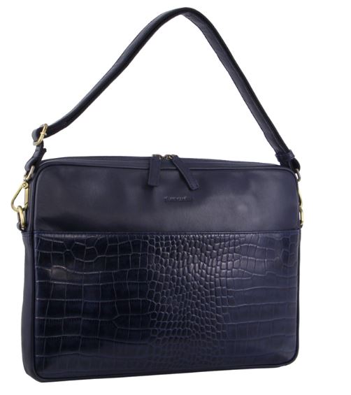 Caspian Leather Briefcase Travel Bag Milleni Navy 