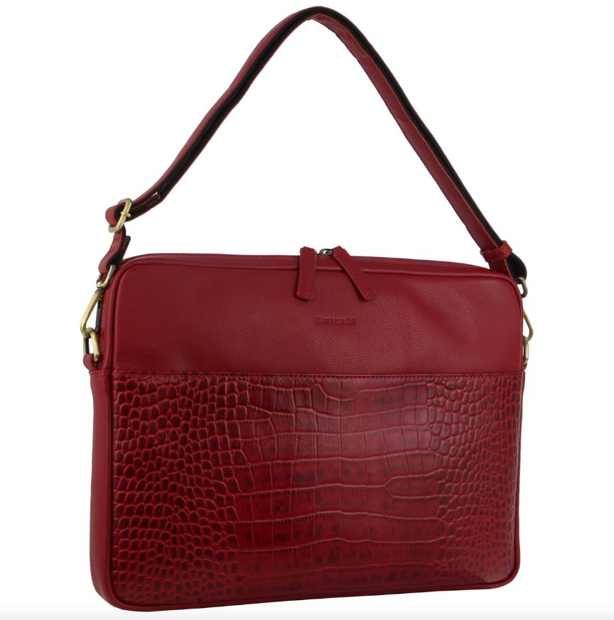 Caspian Leather Briefcase Travel Bag Milleni Red 