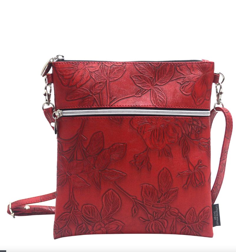 CMD Roma Tote Bag Catherine Manuell Design Red Roses Embossed 