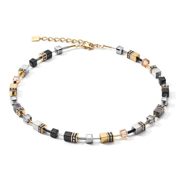 Coeur de lion GEO CUBE BLACK, GREY & GOLD Necklaces Coeur de lion 