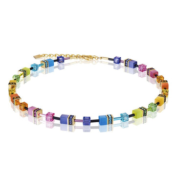 Coeur De Lion GeoCube Bright Rainbow Rose Gold Necklace Women's Jewellery Timesupply 