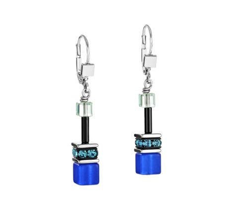 Coeur De Lion GeoCube Peacock Blue Earrings Women's Jewellery Timesupply 