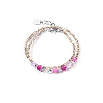 Coeur De Lion GeoCube Silver Rose Double Wrap Bracelet Women's Jewellery Timesupply 