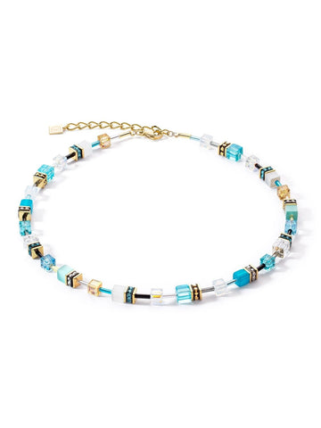 Coeur De Lion GeoCube Summer Sky Gold Necklace Women's Jewellery Timesupply 