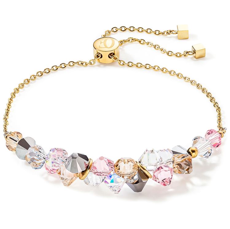 Coeur de Lion Gold Plated Bracelet w/Rose, Clear & Cognac Crystals Necklaces Coeur de lion 
