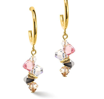 Coeur de Lion Gold Plated Earrings w/Rose, Clear & Cognac Crystals Necklaces Coeur de lion 