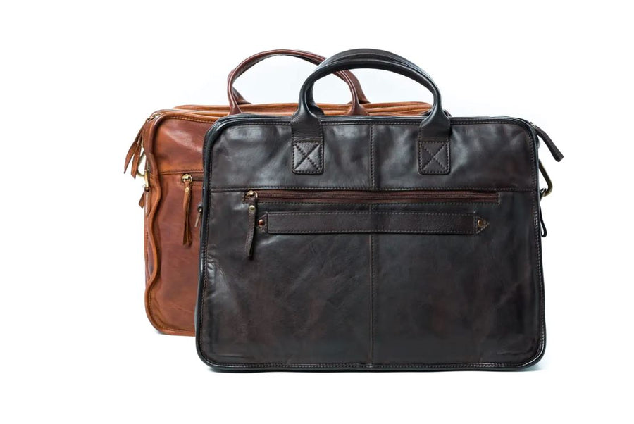 Cooper Leather Briefcase Bag Oran Brown 