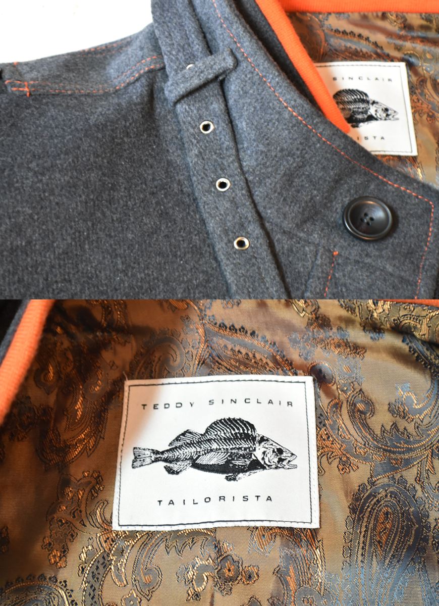 Damon Wool Jacket - Charcoal/Orange Jacket Teddy Sinclair (China) 
