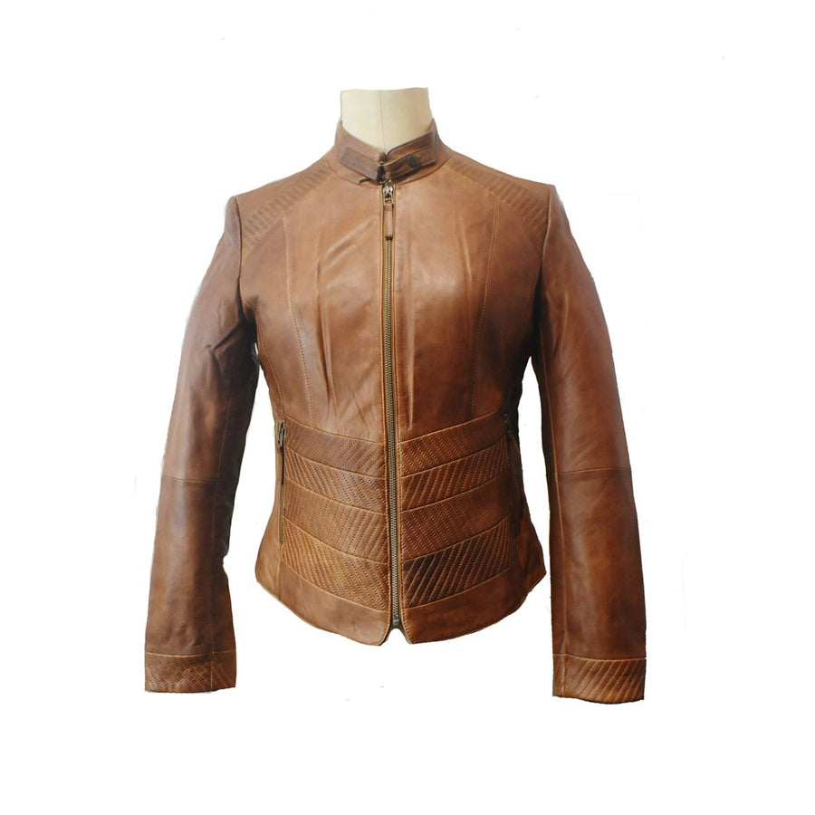 Destiny Leather Jacket Jacket Makeda Cognac S 