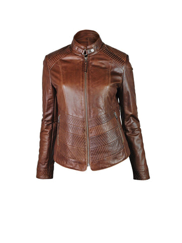 Destiny Leather Jacket Jacket Makeda Dark Brown XL 