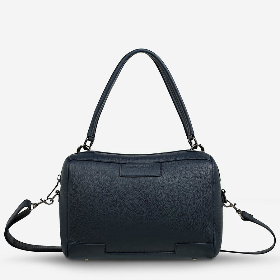 Don't Ask Leather Handbag Bag Status Anxiety Navy Blue 