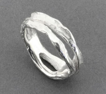 Double Organic Band Sterling Silver Ring Men's Jewellery Makers & Providers 