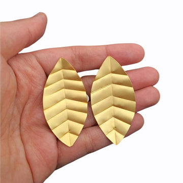 Earrings - Gold Single Leaf Teddy Sinclair 