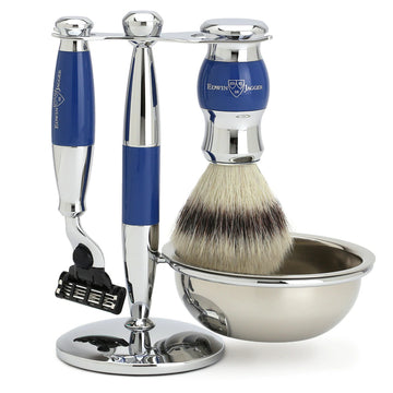 Edwin Jagger 4 Piece Mach3 Shaving Set Shaving Wholesale Grooming Supply Blue 