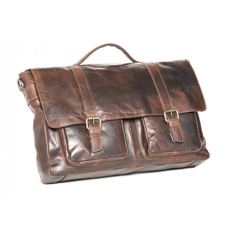 Emerson Leather Briefcase Bag Oran Brown 