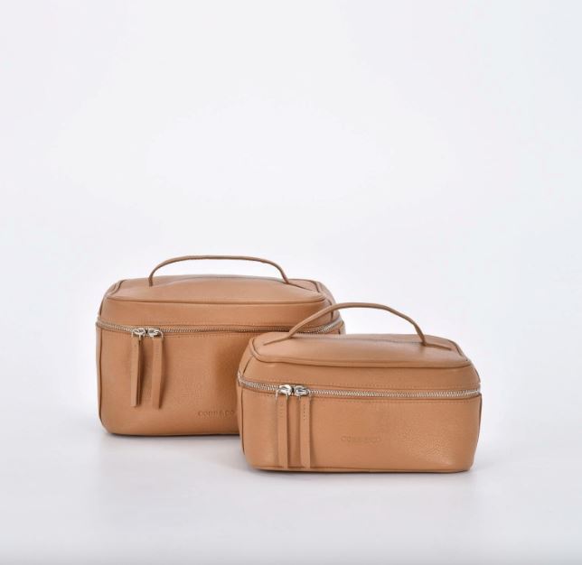 Empire Leather Beauty Case - 2pc Set Bag Gabee Camel 