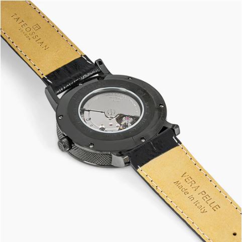 Esposto Automatic Watch w/ Black Leather, Black Carbon Fibre & Black IP Plated by Tateossian Men's Jewellery Cudworth 