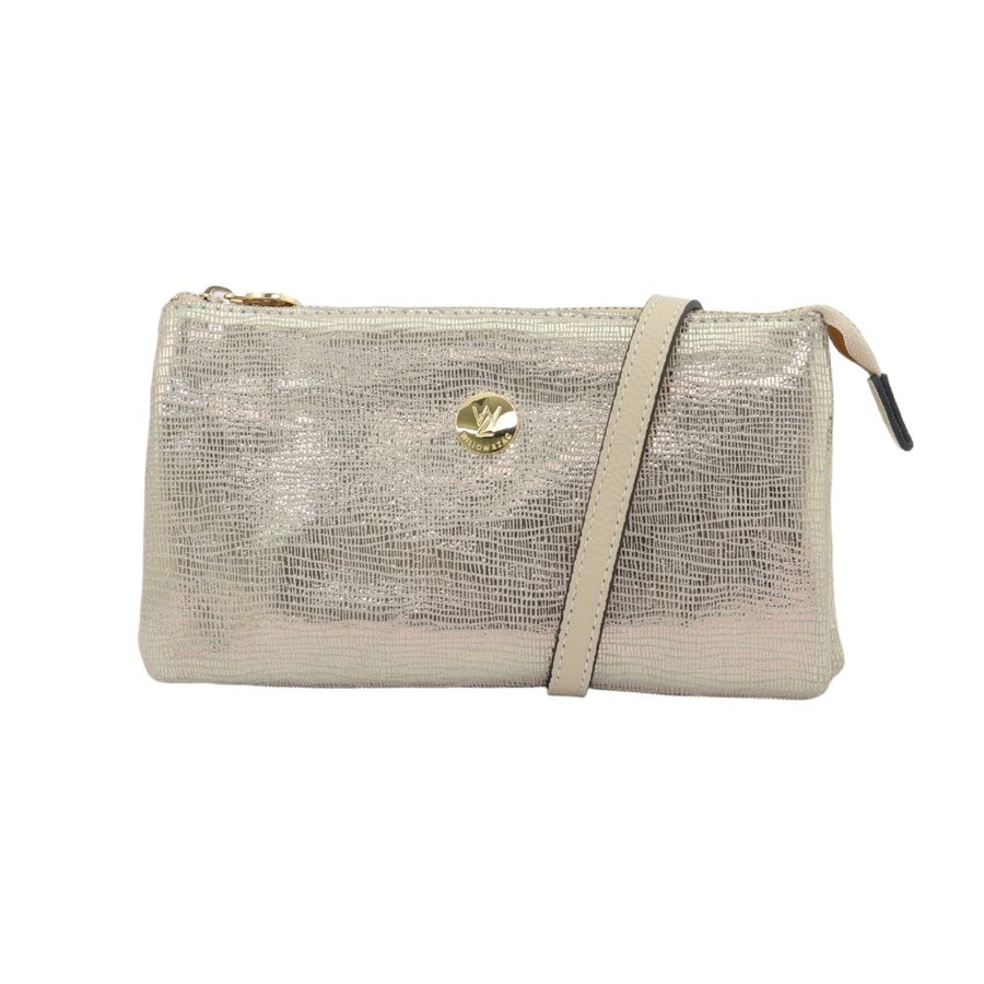 Evie Leather Clutch / Cross-Body Bag Bag Willow & Zac Gold Lattice 