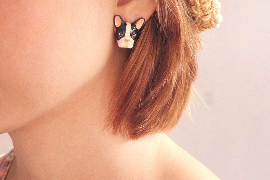 French Bulldog Earrings Good After Nine TH 