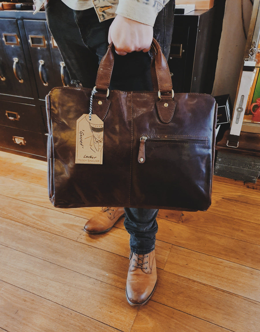 Garnet Leather Briefcase Bag Oran 