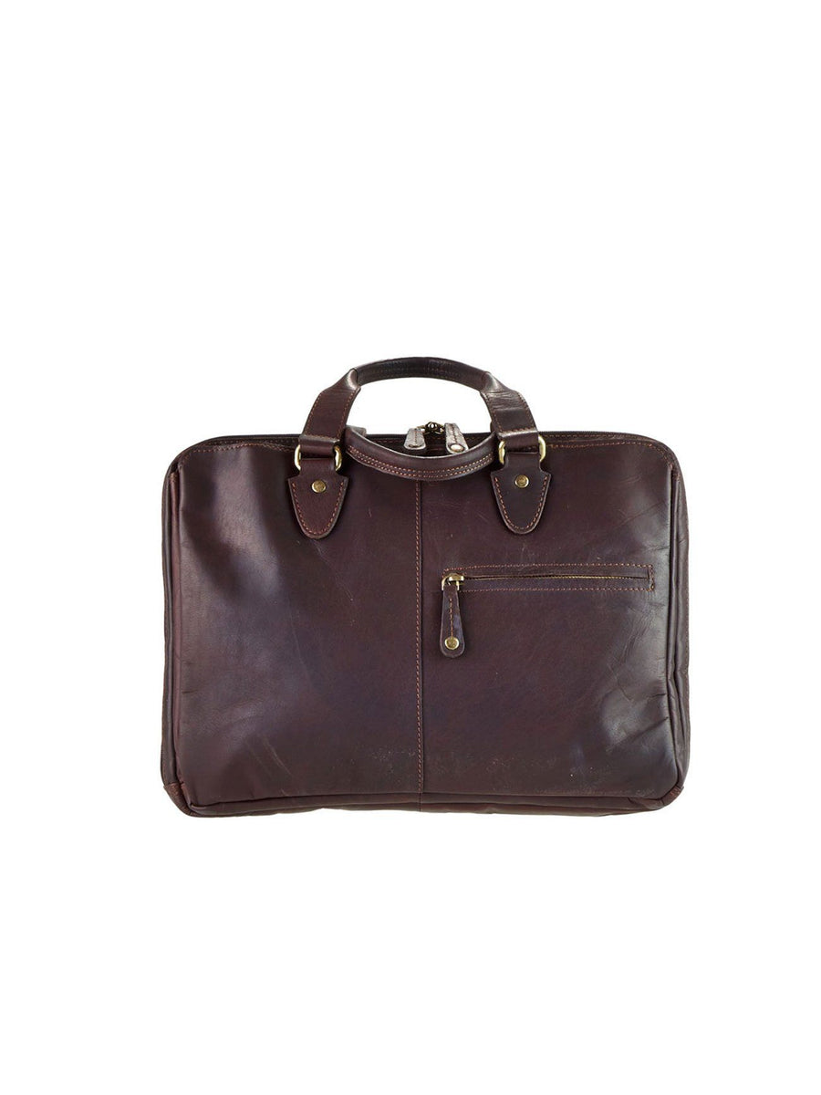 Garnet Leather Briefcase Bag Oran Brown 