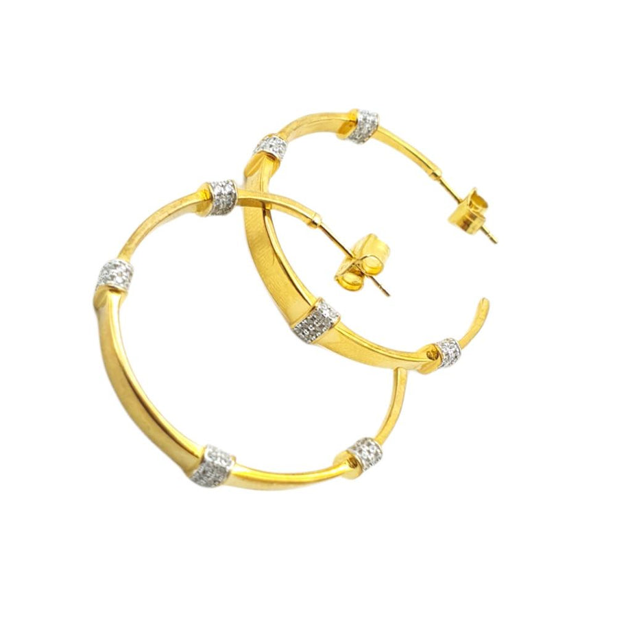 Gold Hoops with CZ detail Earrings Teddy Sinclair 
