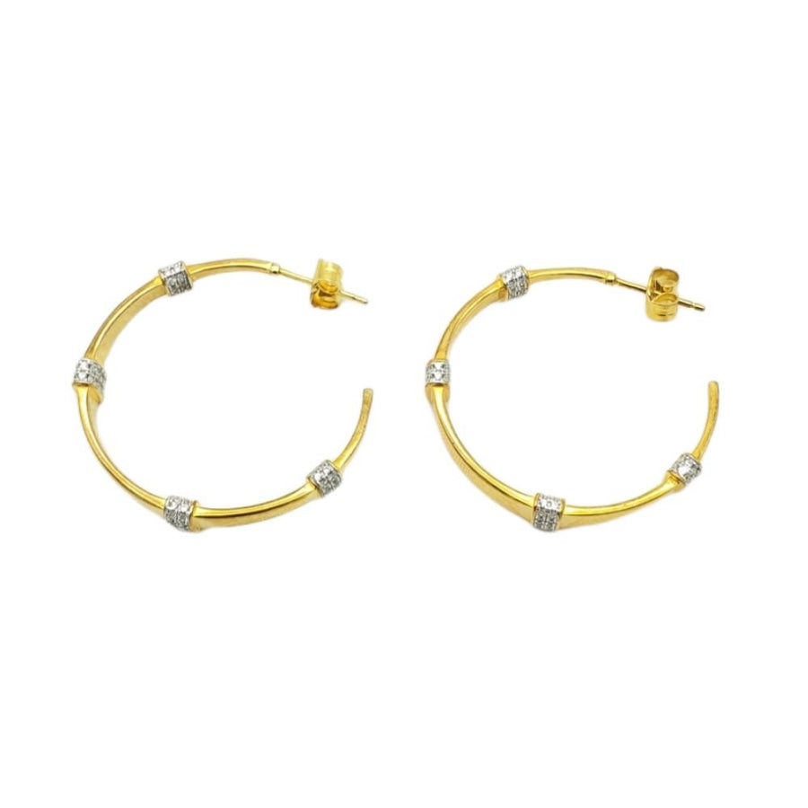 Gold Hoops with CZ detail Earrings Teddy Sinclair 