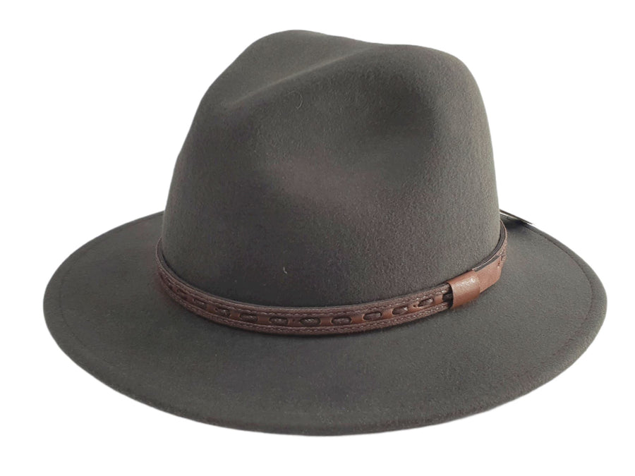 Johnny Crushable Wool Felt Safari Hat Hat Avenel Charcoal M 