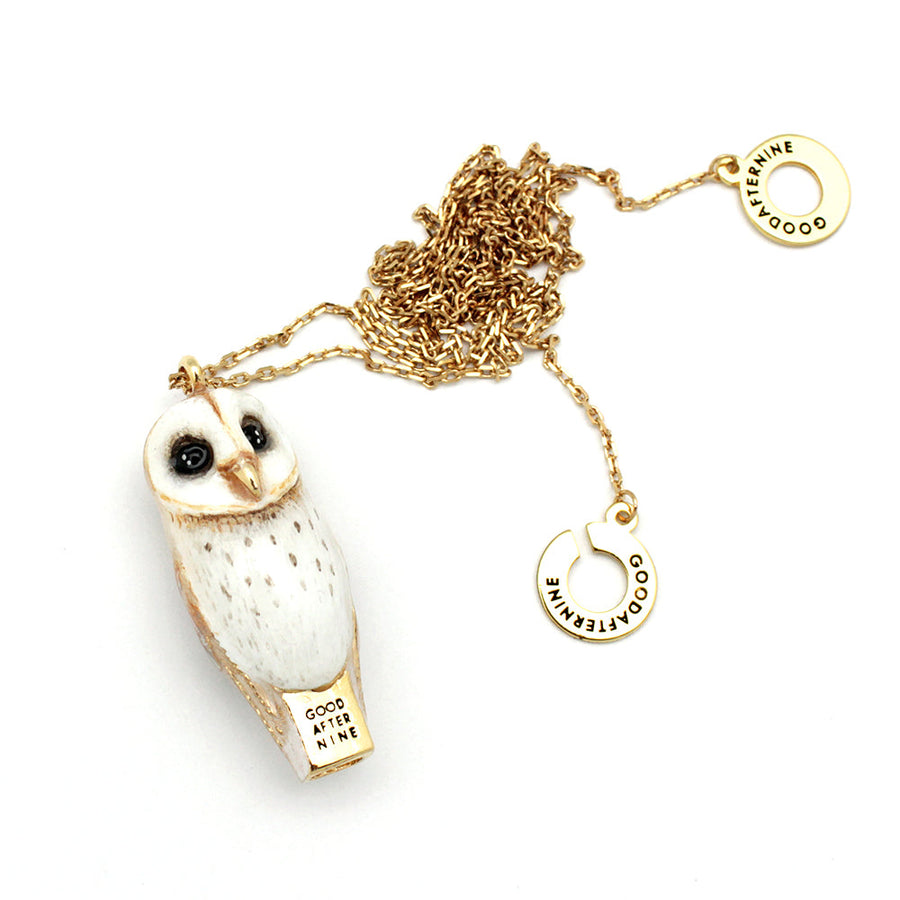 Lucky Barn Owl Whistle Necklace Good After Nine TH 