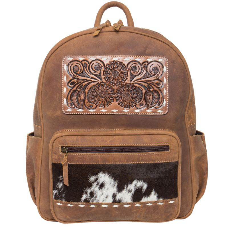 Ludovica Antique Leather w/Tooling Backpack Bag The Design Edge Brown 